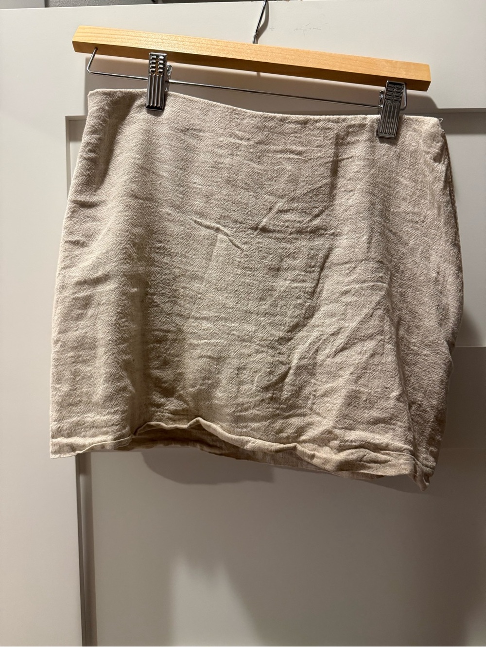 Abercrombie & Fitch Linen Blend curve love Mini Skirt - Beige